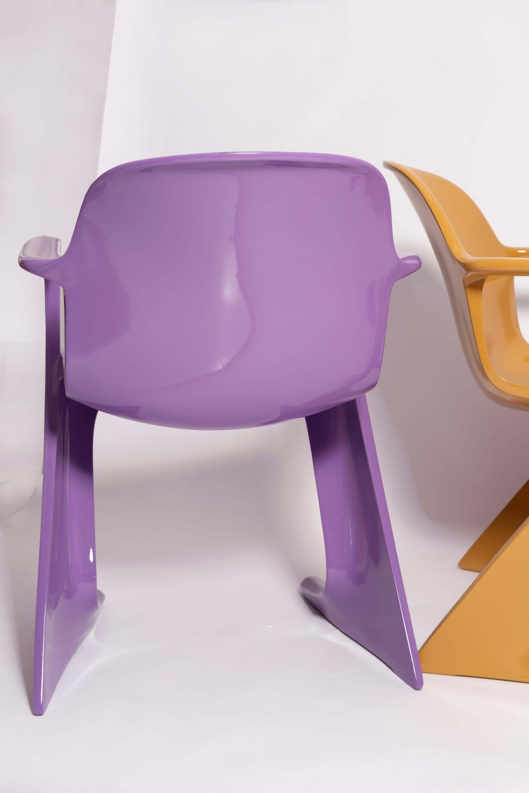 photo for sale Set Of Four Sand Pink Purple And Red Kangaroo Chairs, Ernst Moeckl, Germany 1960