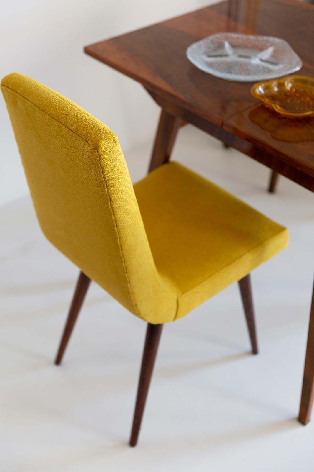 Set Of Ten Midcentury Mustard Yellow Wool Chairs, Rajmund Halas Europe, 1960s photo 5102.0