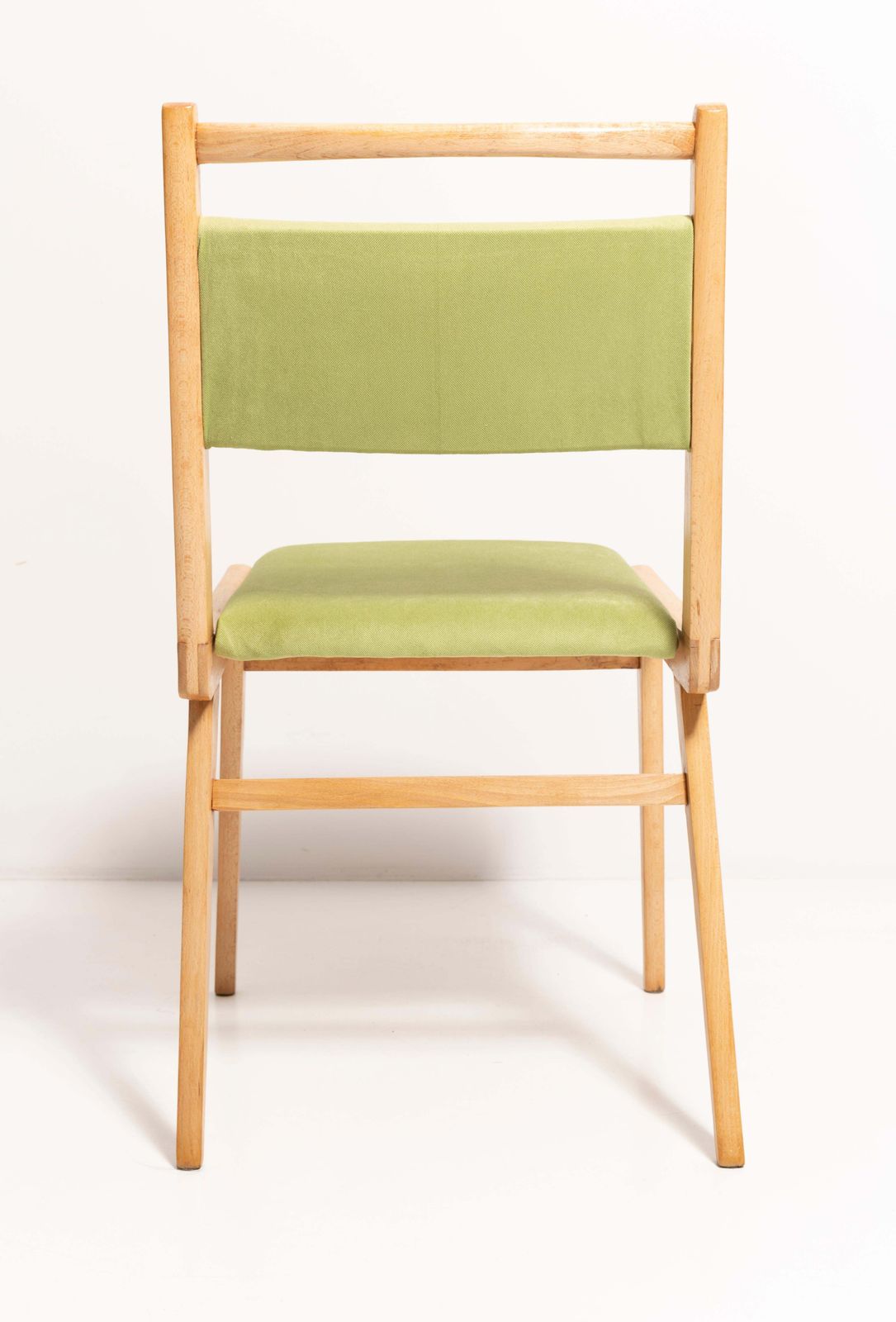 photo for sale Set Of Twelve Mid Century Light Green Velvet Chairs, Poland, 1960s