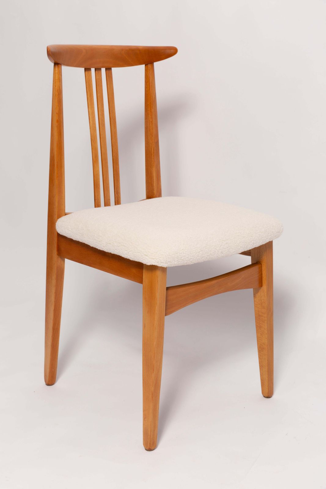 Set Of Ten Mid Century Cream Ivory Boucle Chairs, By M. Zielinski, Europe, 1960s photo furniture