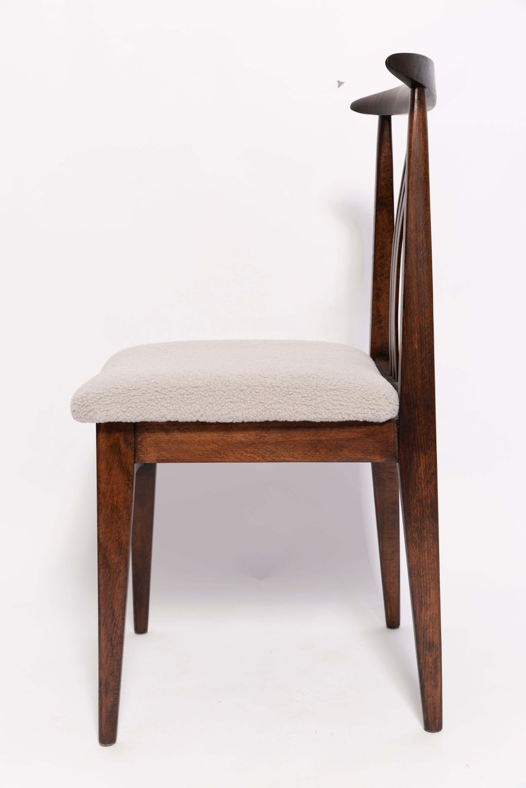 Set Of Ten Mid Century Linen Boucle Chairs, Walnut, M. Zielinski, Europe, 1960s photo vintage