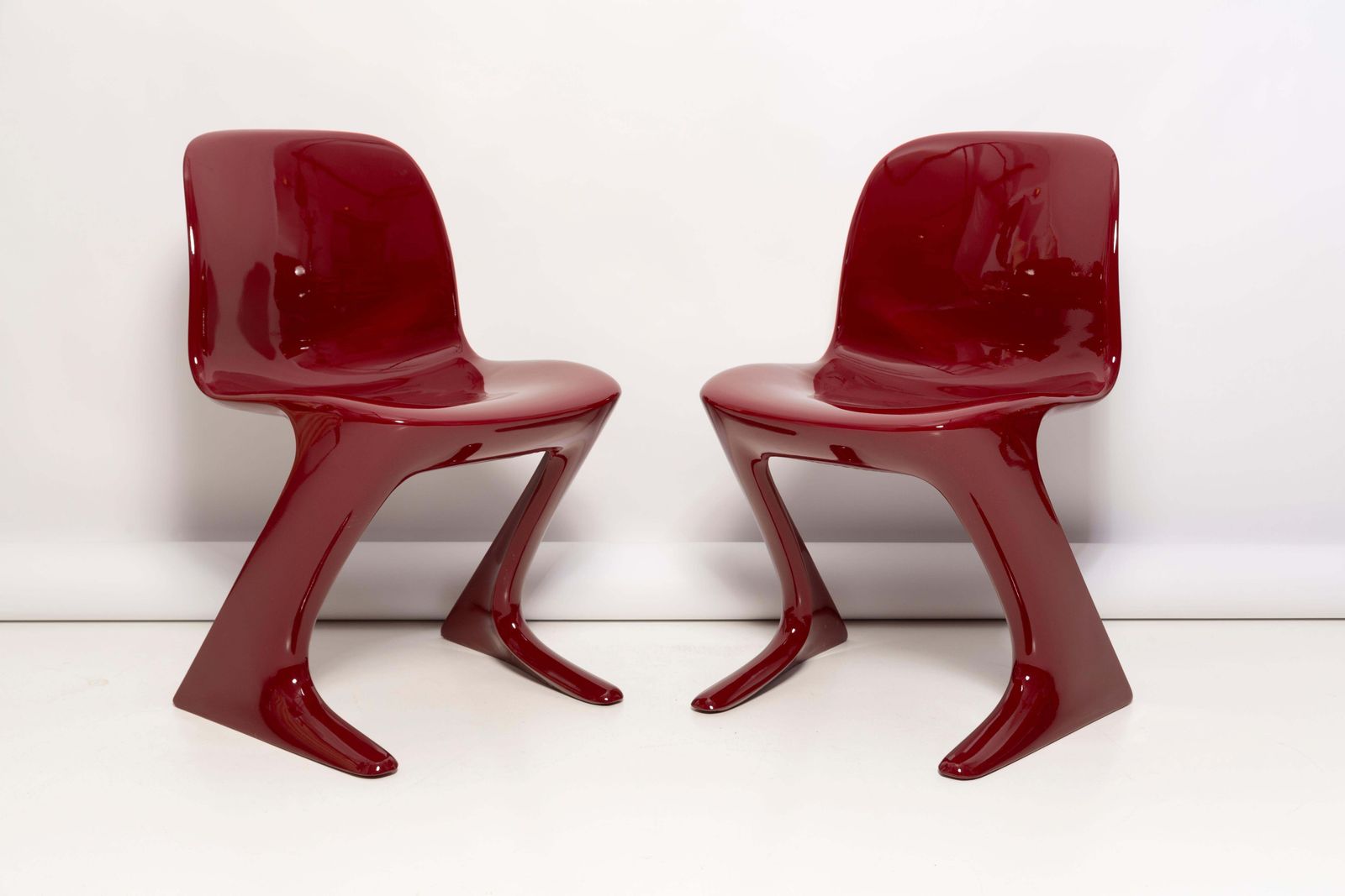 Set Of Six Dark Red Wine Kangaroo Chairs Designed By Ernst Moeckl, Germany, 1968 photo furniture