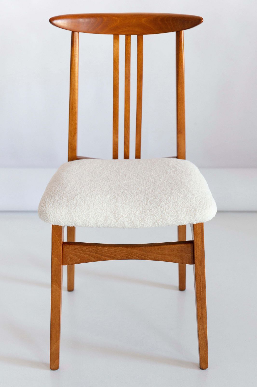 Set Of Twelve Mid Century Light Boucle Chair, By M. Zielinski, Europe, 1960s photo for sale