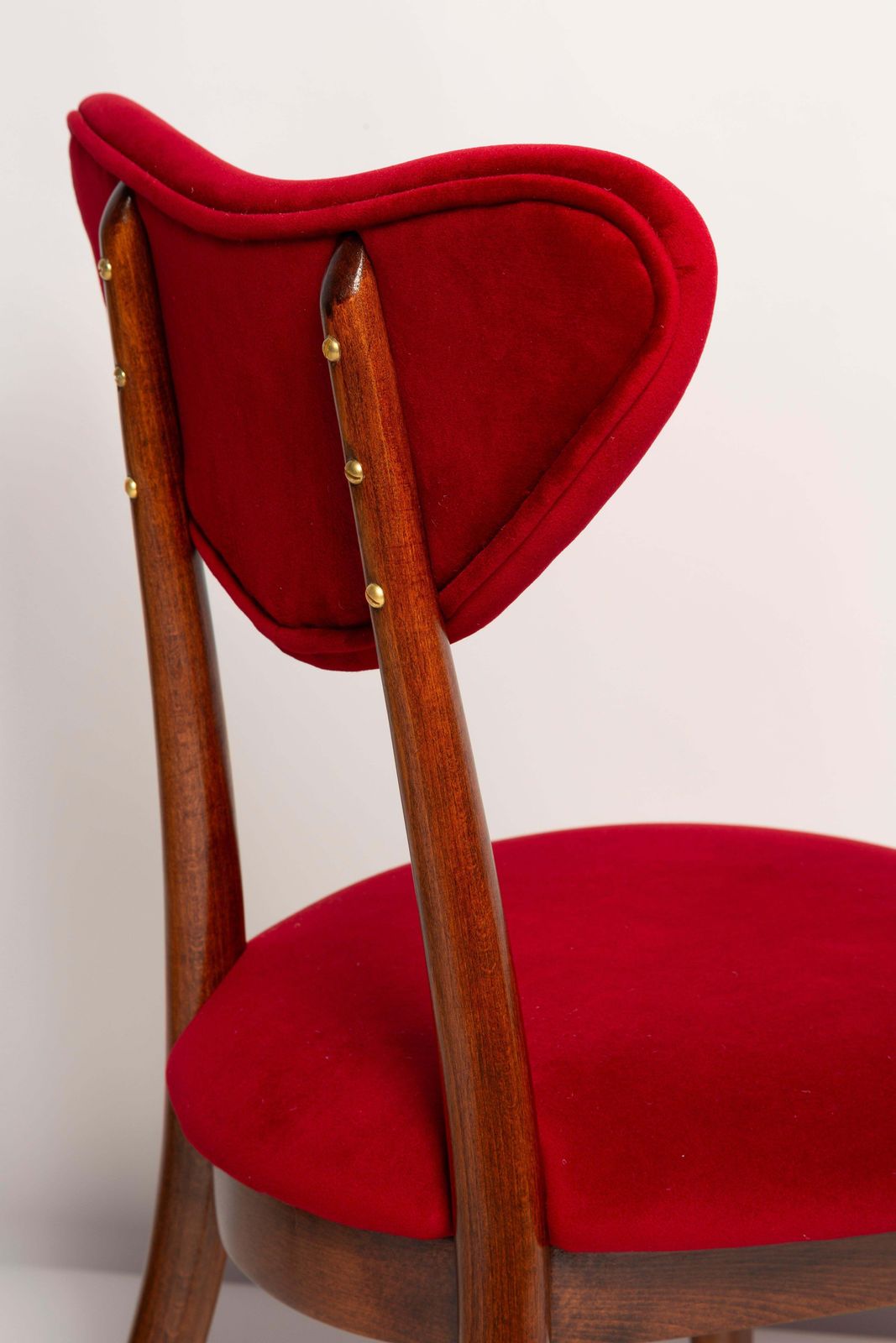 Furniture Set Of Twelve Mid Century Red Heart Chairs, Poland, 1960s photo