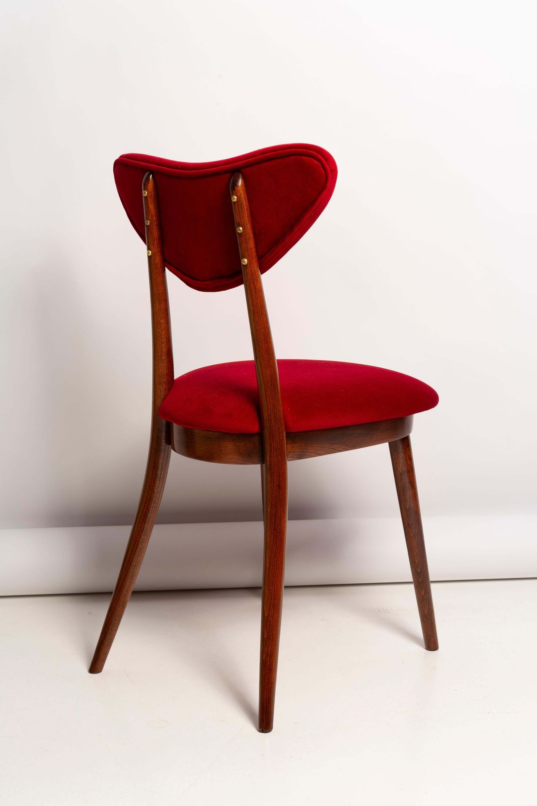 6115.0 Set Of Twelve Mid Century Red Heart Chairs, Poland, 1960s photo