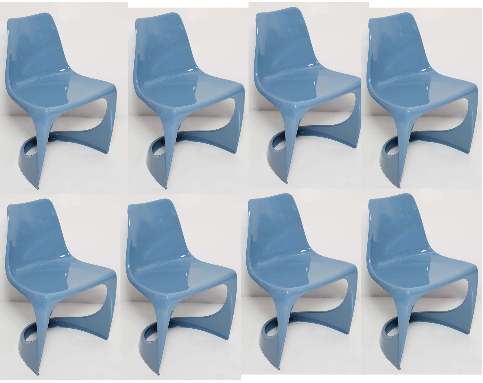 6115.0 Set Of Eight Mid Century Blue Cado Chairs, Steen østergaard, Europe, 1960s photo