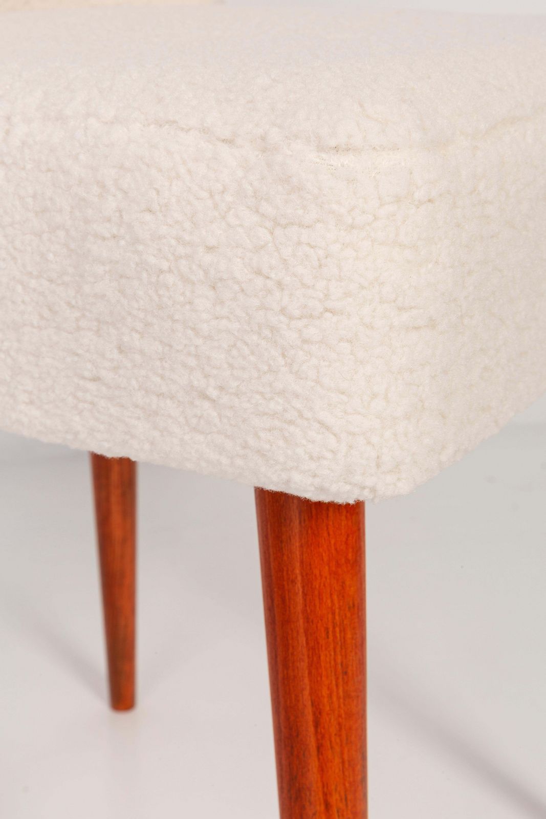photo buy Set Of Twelve Light Crème Boucle 'Shell' Chairs, 1960s
