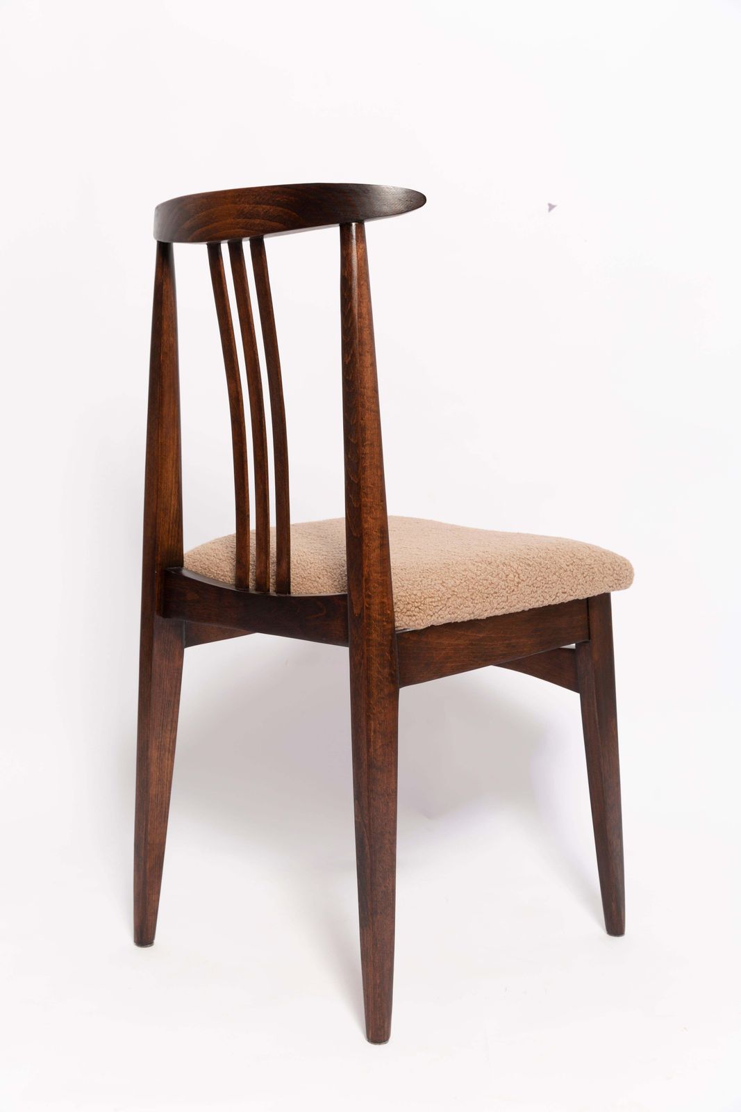 Twelve Mid Century Latte Boucle Chairs, Walnut Wood, M. Zielinski, Europe 1960s photo 6123.0