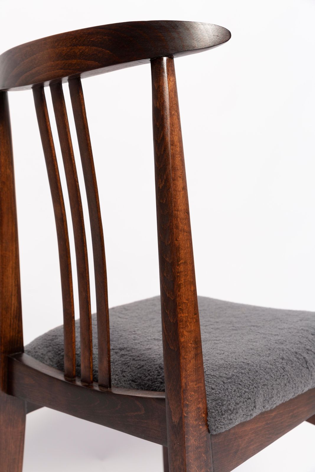 Twelve Mid Century Graphite Boucle Chairs, Walnut Wood, M Zielinski, Europe 1960 photo 6123.0