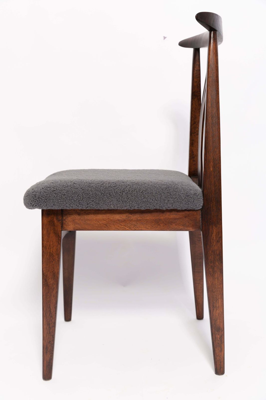 Twelve Mid Century Graphite Boucle Chairs, Walnut Wood, M Zielinski, Europe 1960 photo buy