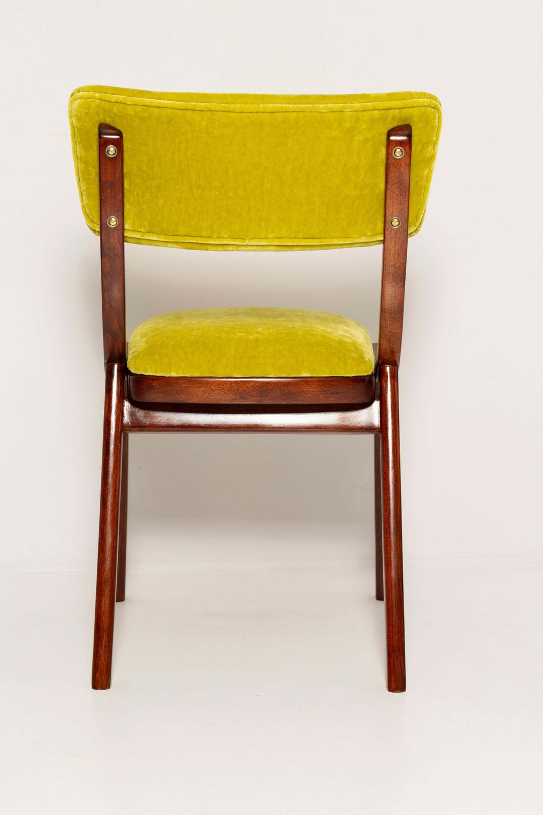 photo furniture Ten Mid Century Modern Bumerang Chairs, Lime Velvet Plushy Dedar, Poland, 1960s