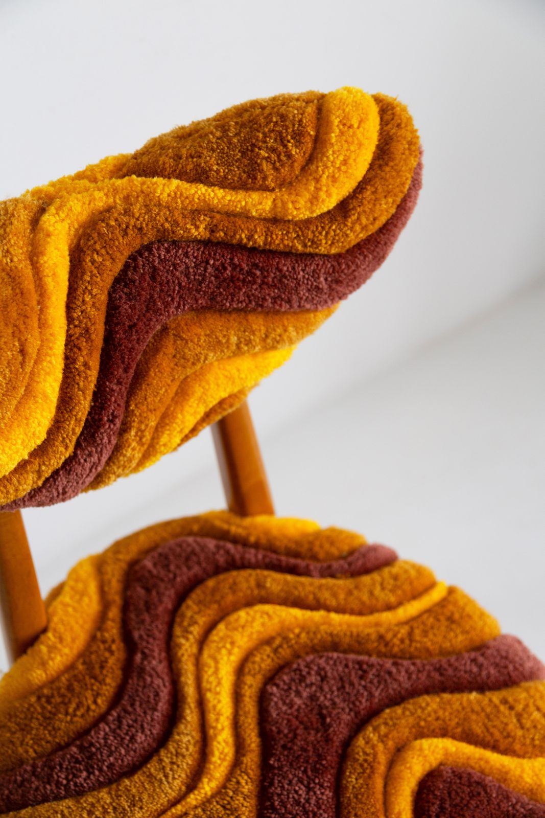 Eight Mid Century Heart Chairs, Hand Tufting Yellow Wool, Europe, Poland, 1960s photo buy