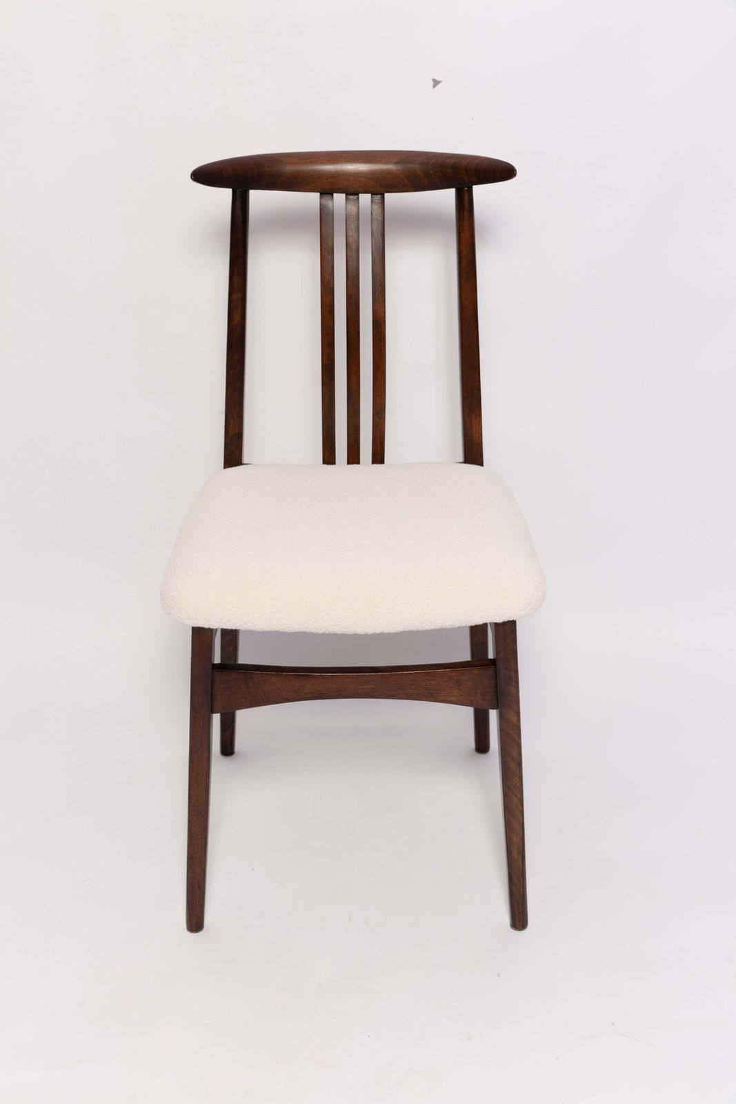 Set Of Twelve Mid Century Cream Boucle Chairs By M. Zielinski, Europe, 1960s photo for sale