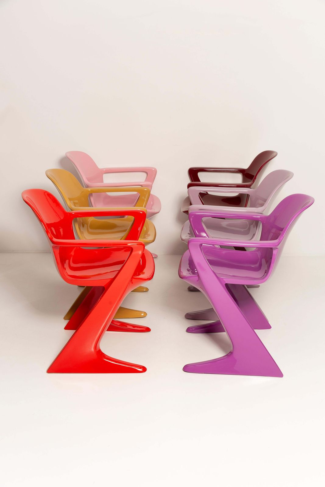 photo buy Set Of Six Mid Century Kangaroo Chairs, Ernst Moeckl, Germany, 1968
