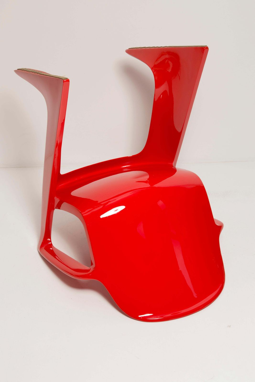 7655.0 Set Of Six Midcentury Signal Red Kangaroo Chairs, Ernst Moeckl, Germany, 1968 photo
