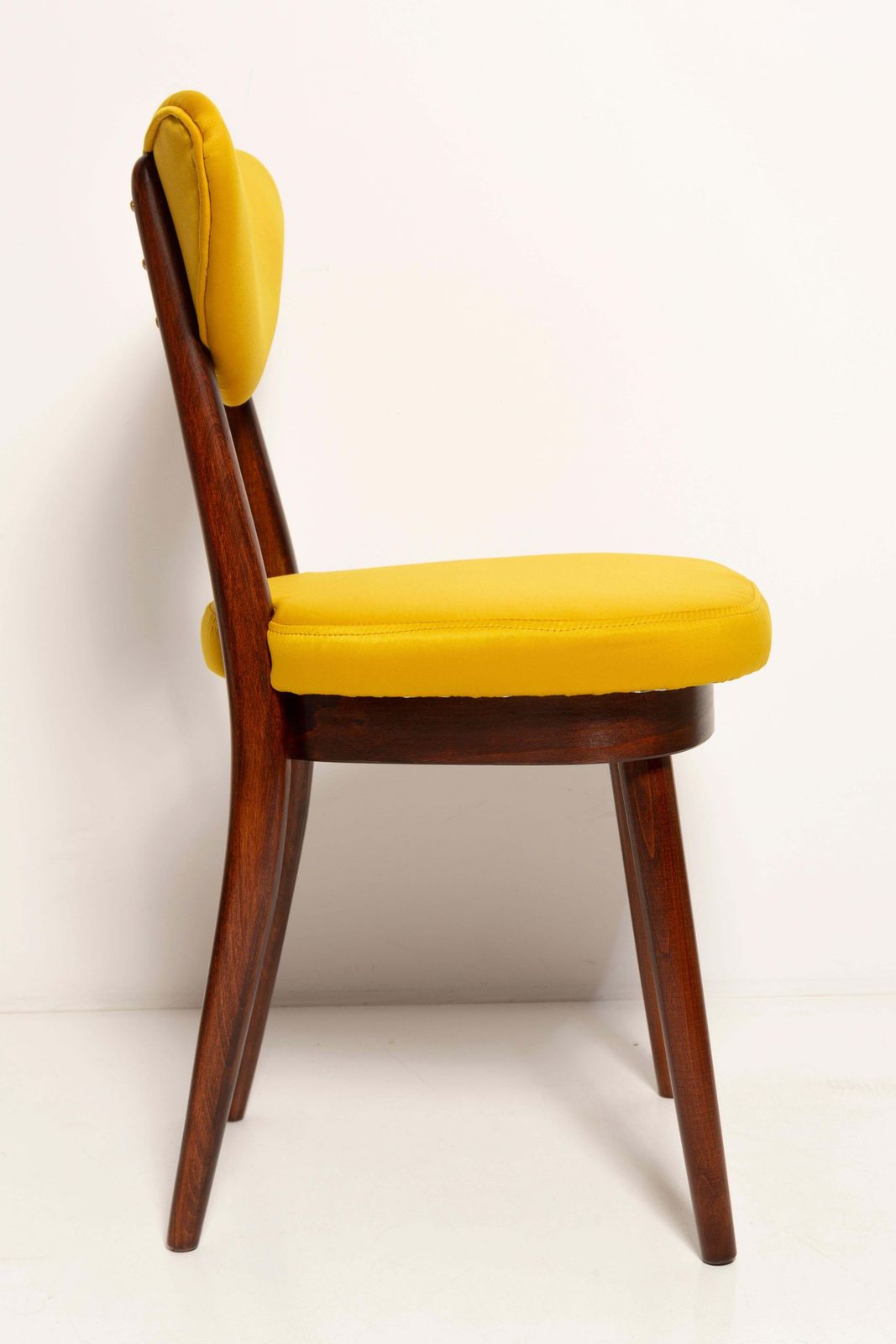 Twelve Midcentury Heart Chairs, Yellow Satin Dedar Gildo Fabric, Europe, 1960s photo vintage