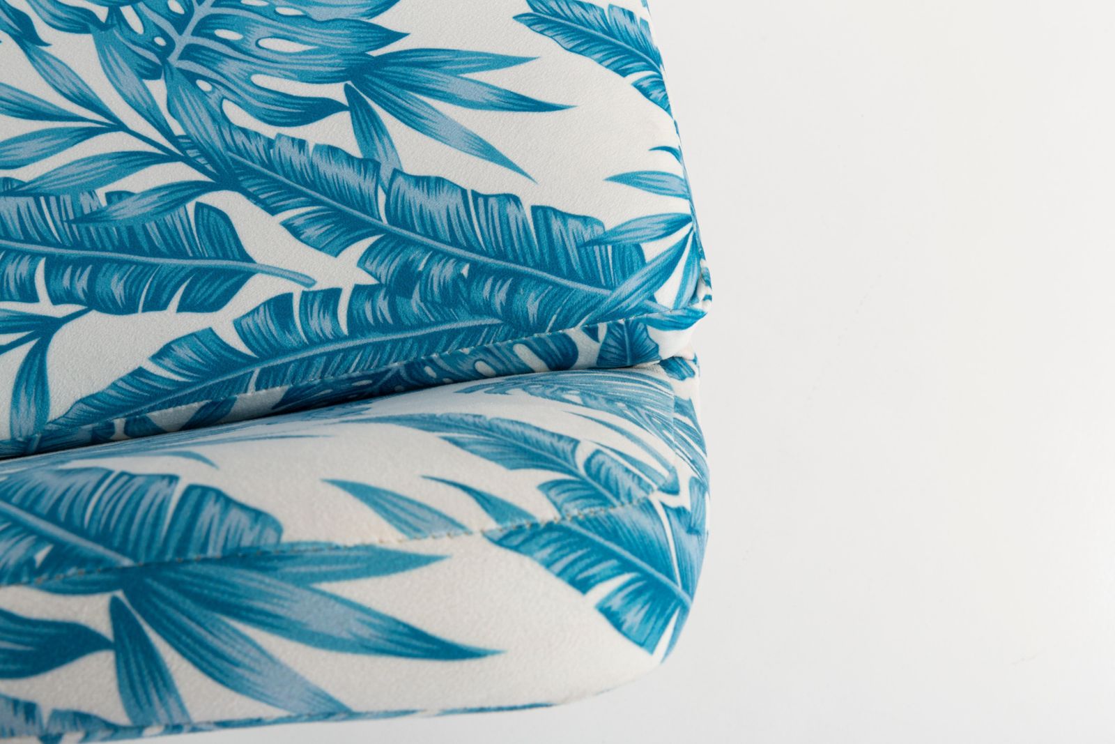 20th Century Vintage White And Blue Leaves Velvet Swivel Armchair, 1960s photo buy