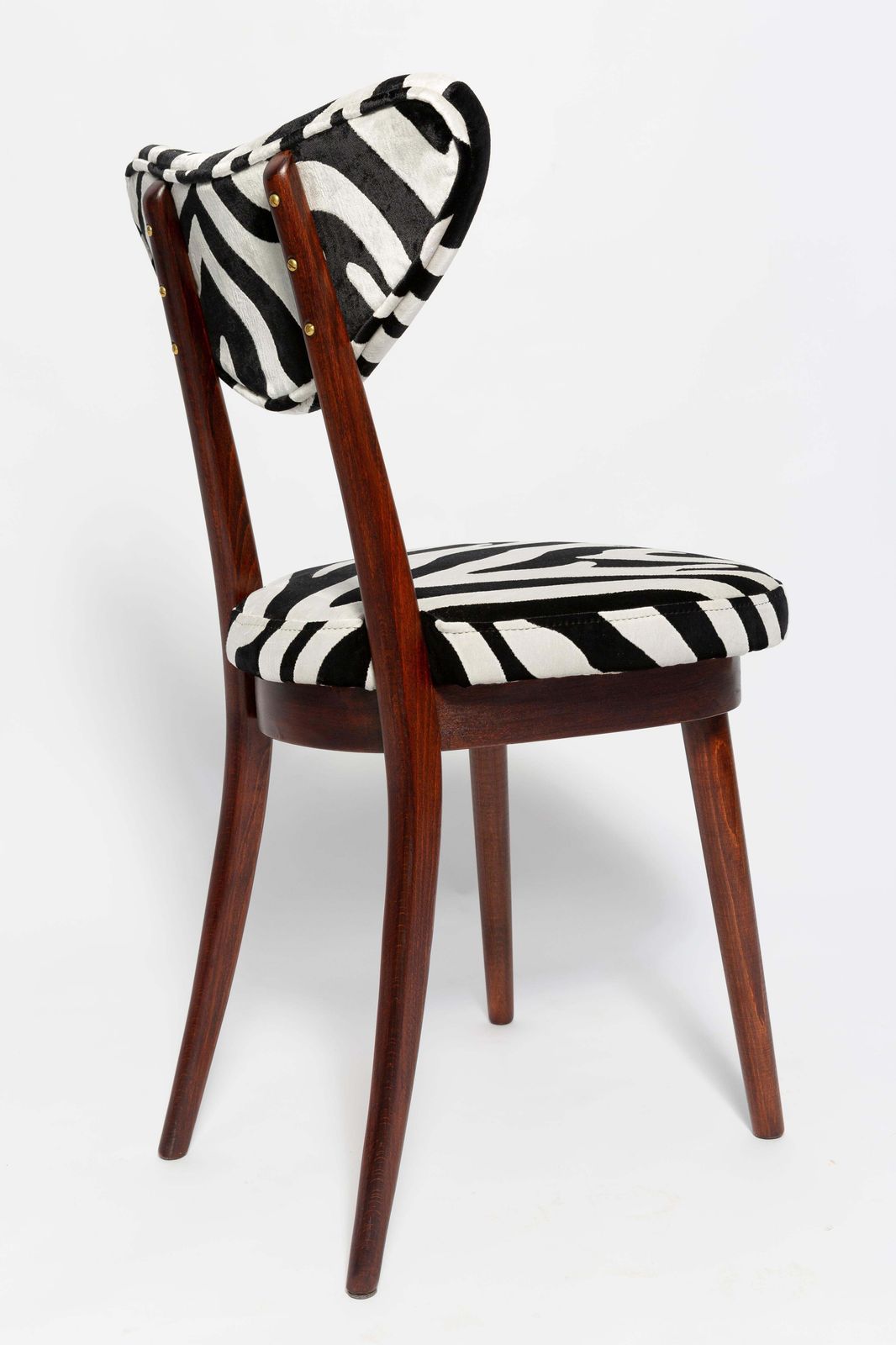 Set Of Twelve Mid Century Zebra Black And White Heart Chairs, Poland, 1960s photo vinterior