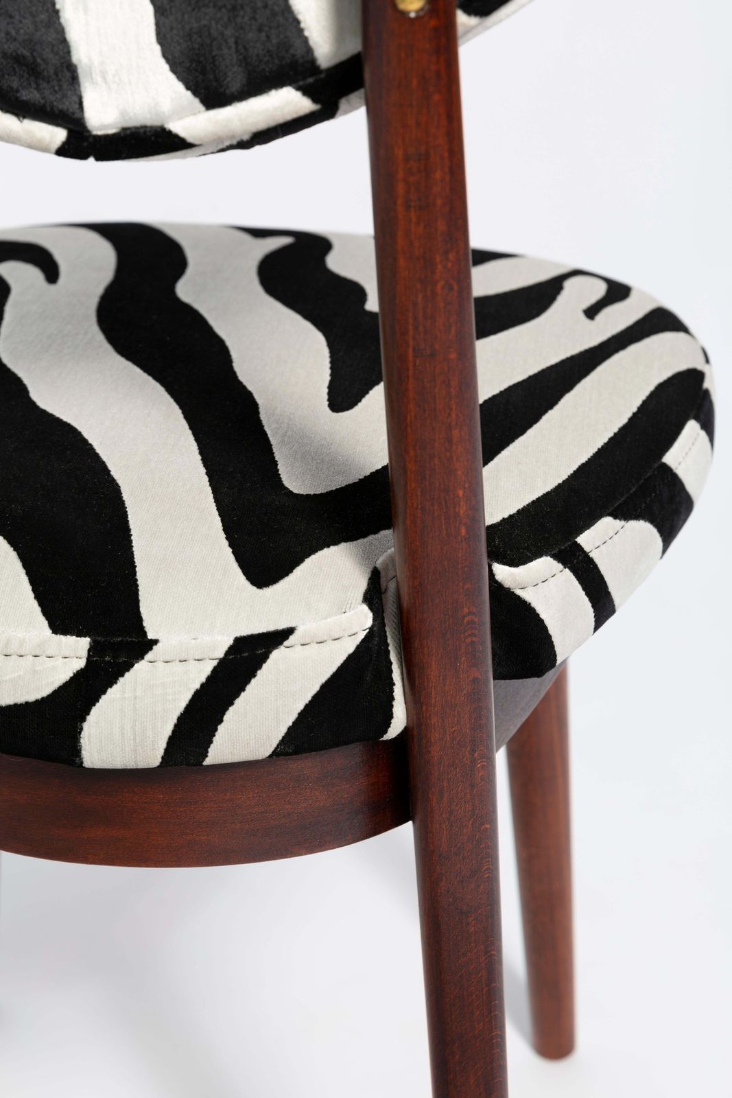 Set Of Twelve Mid Century Zebra Black And White Heart Chairs, Poland, 1960s photo vintage