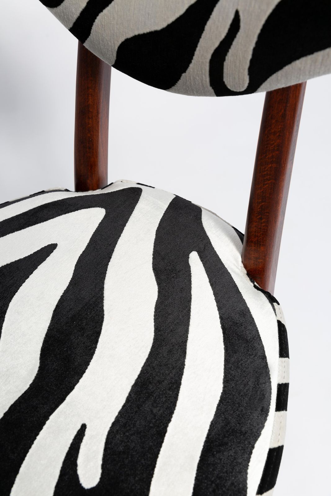 photo for sale Set Of Twelve Mid Century Zebra Black And White Heart Chairs, Poland, 1960s