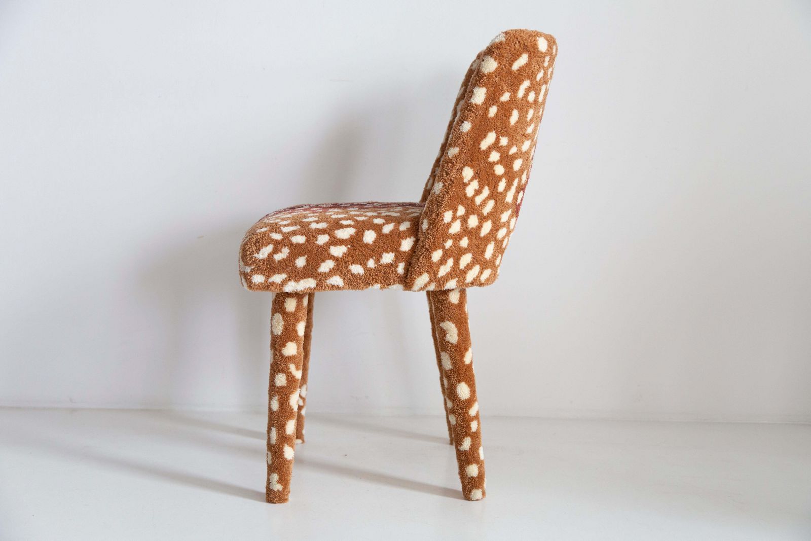Six Mid Century Hand Tufting Roe Deer Bambi Wool Shell Chairs, Europe, 1960s photo Furniture