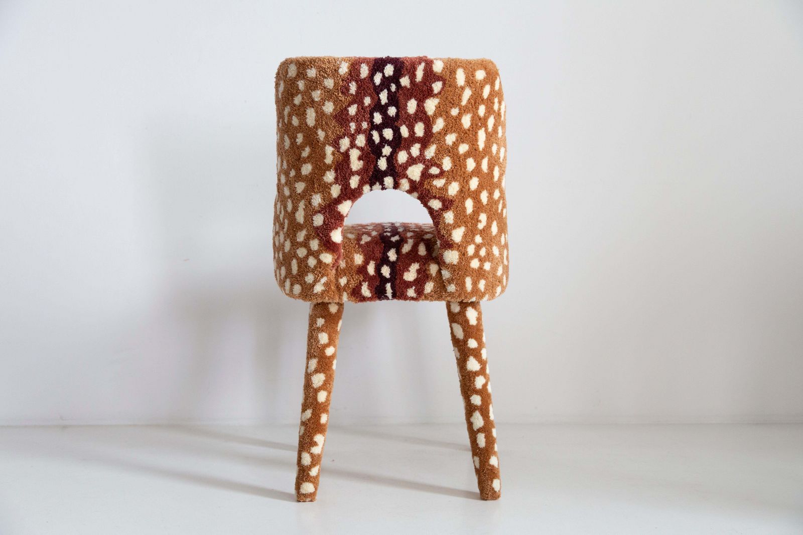 Six Mid Century Hand Tufting Roe Deer Bambi Wool Shell Chairs, Europe, 1960s photo vinterior