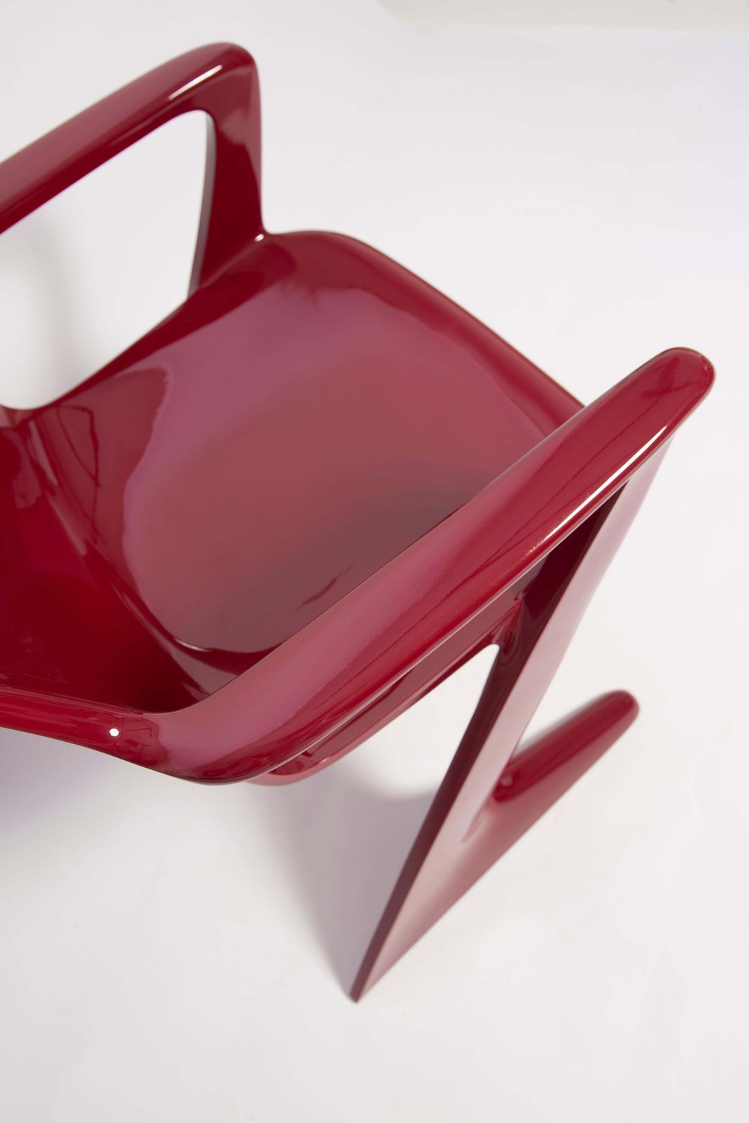 Set Of Six Dark Red Wine Kangaroo Chairs Designed By Ernst Moeckl, Germany, 1968 photo for sale