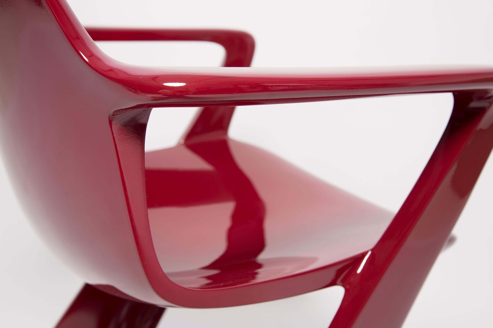 photo for sale Set Of Six Dark Red Wine Kangaroo Chairs Designed By Ernst Moeckl, Germany, 1968