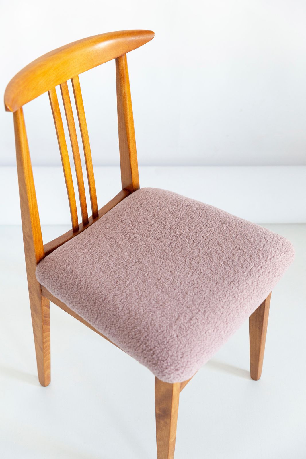 Set Of Sixteen Mid Century Pink Boucle Chairs, By Zielinski, Poland, 1960s photo vinterior