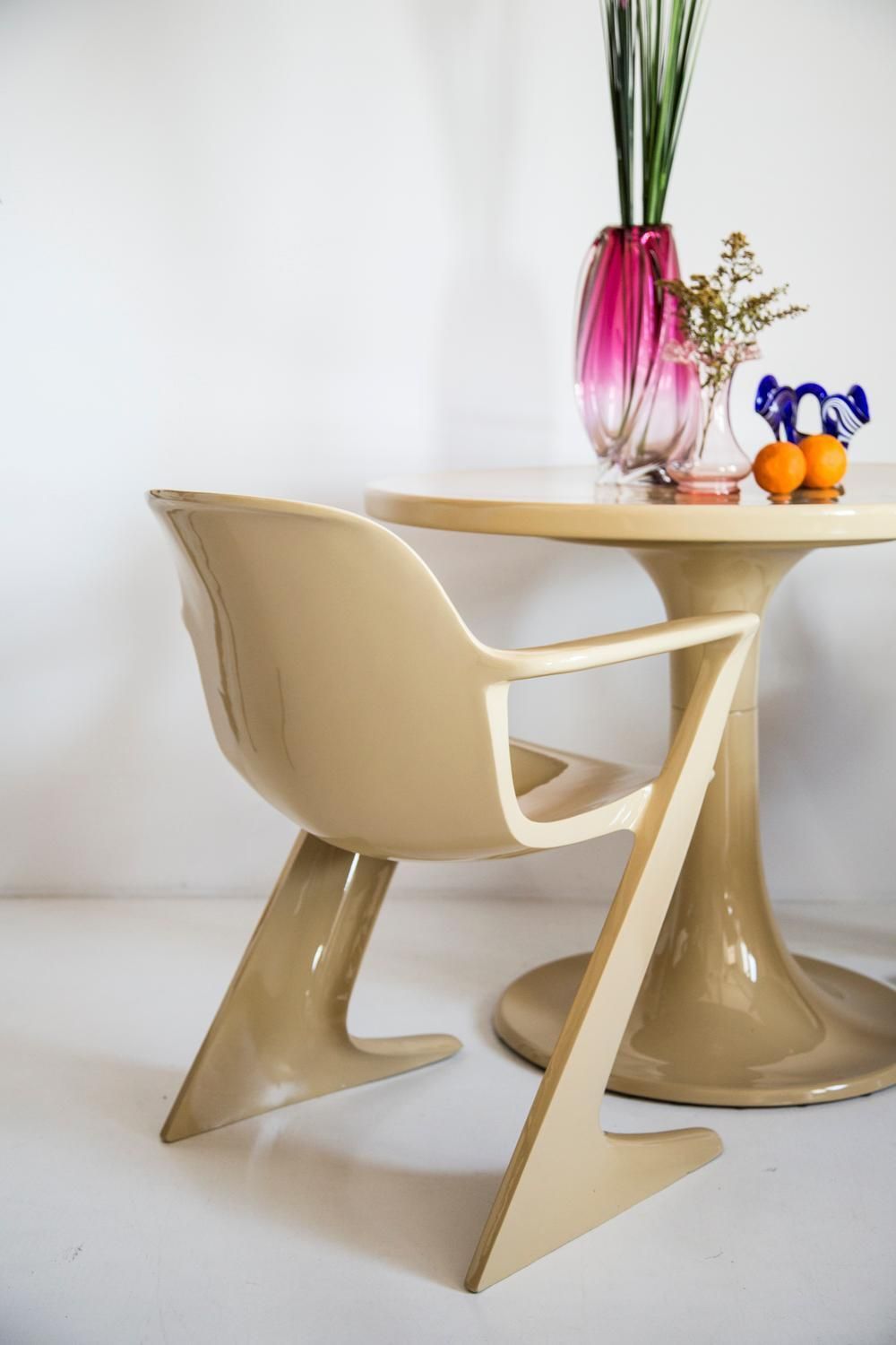 Set Of Eight Beige Kangaroo Chairs, By Ernst Moeckl, Germany, 1968 photo for sale