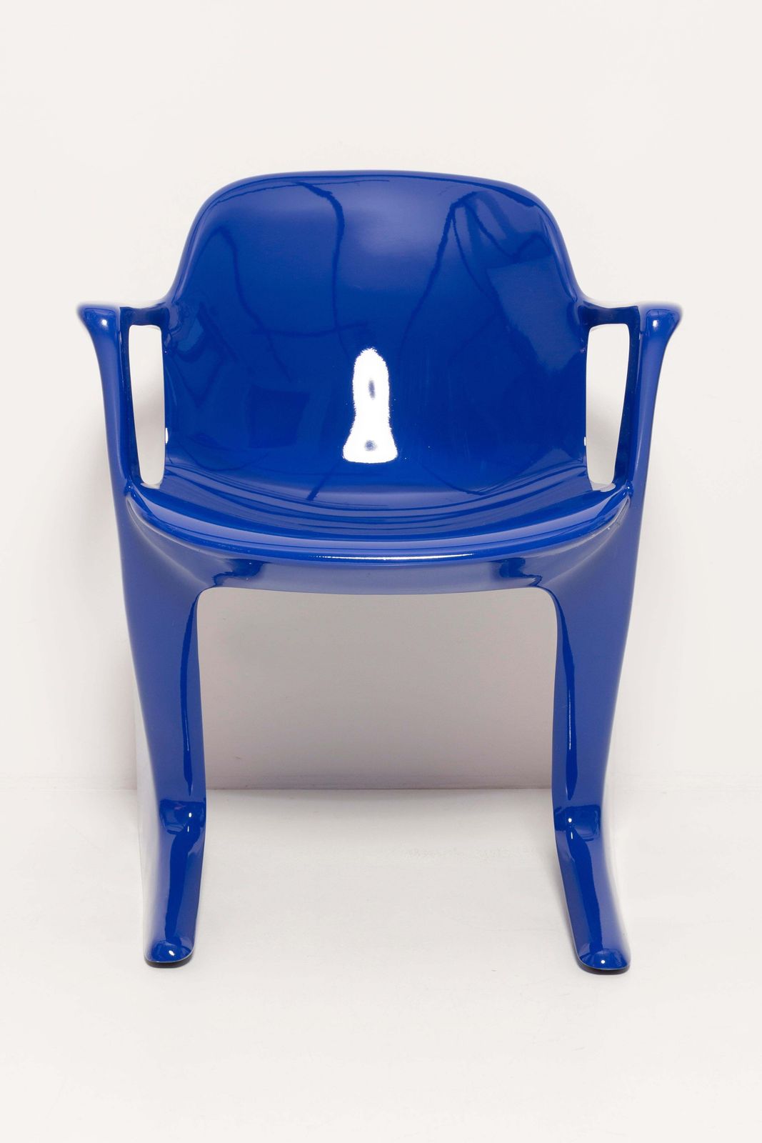 Set Of Eight Ultramarine Blue Kangaroo Chairs, By Ernst Moeckl, Germany, 1968 photo buy