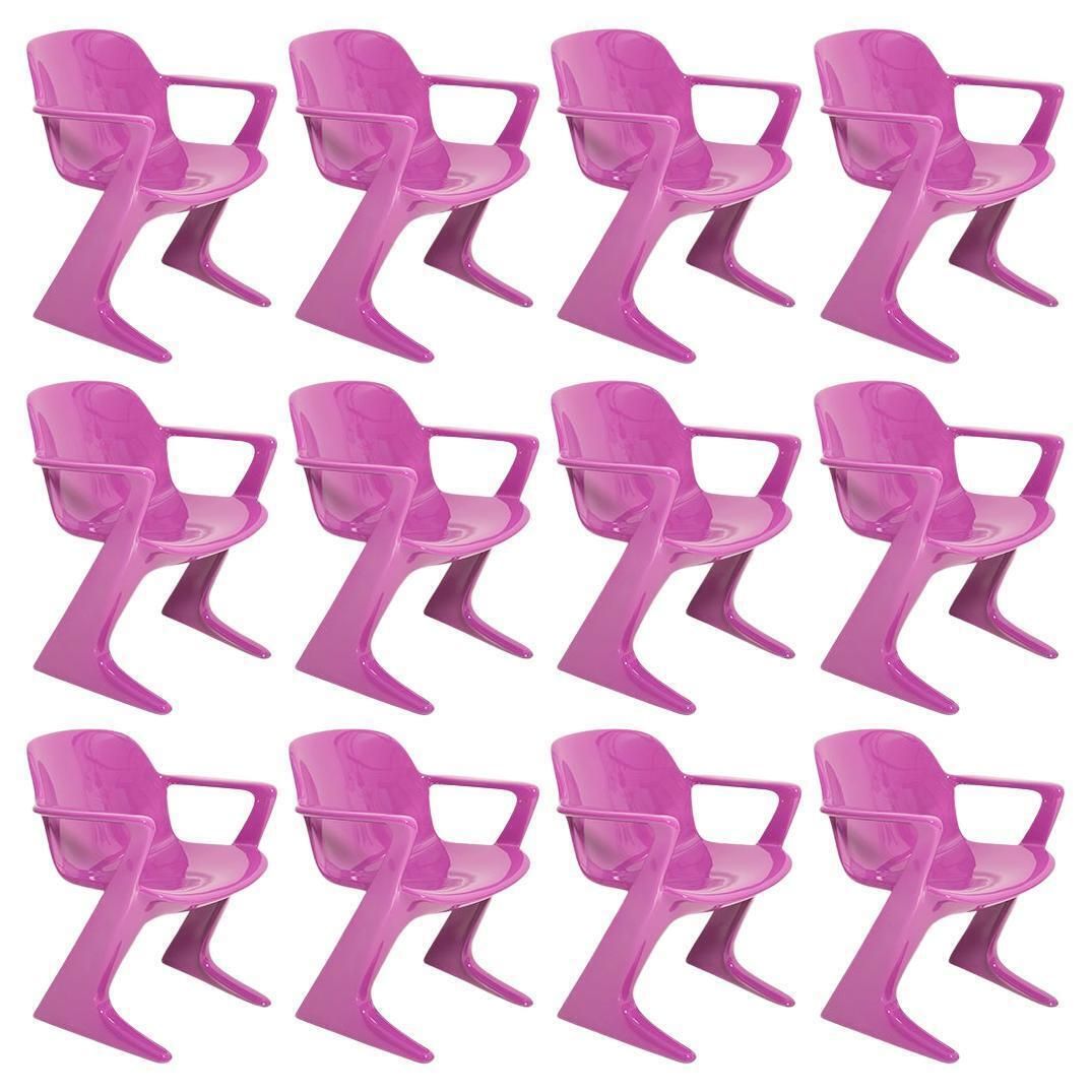 Set Of Twelve Mid Century Purple Kangaroo Chairs, By Ernst Moeckl, Germany, 1968