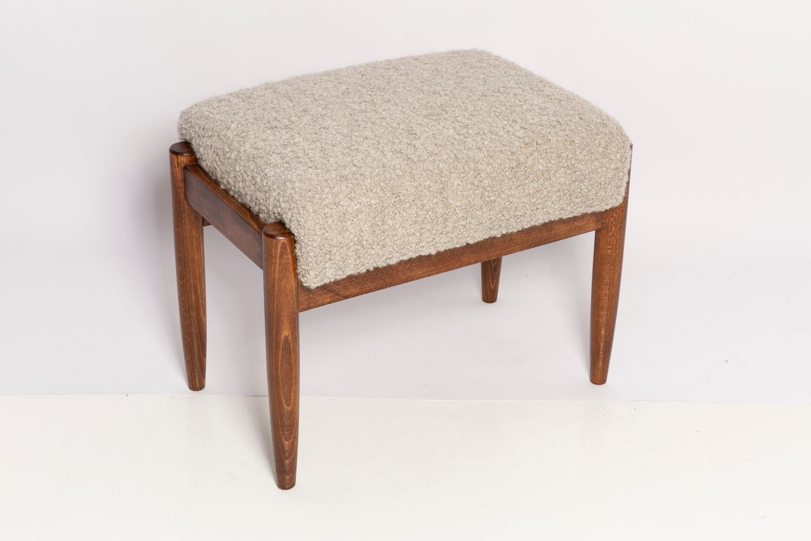photo furniture Midcentury Gray Alpaca Wool Stool, Edmund Homa, Poland, 1960s