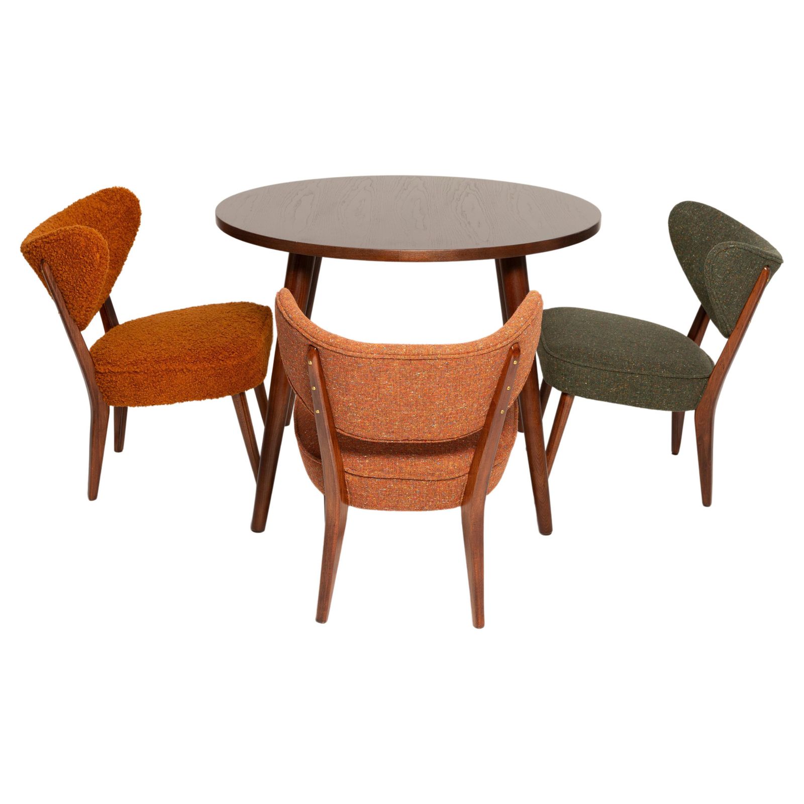 Set Of Four Boucle Shell Club Chairs And Dining Table, By Vintola Studio, Poland