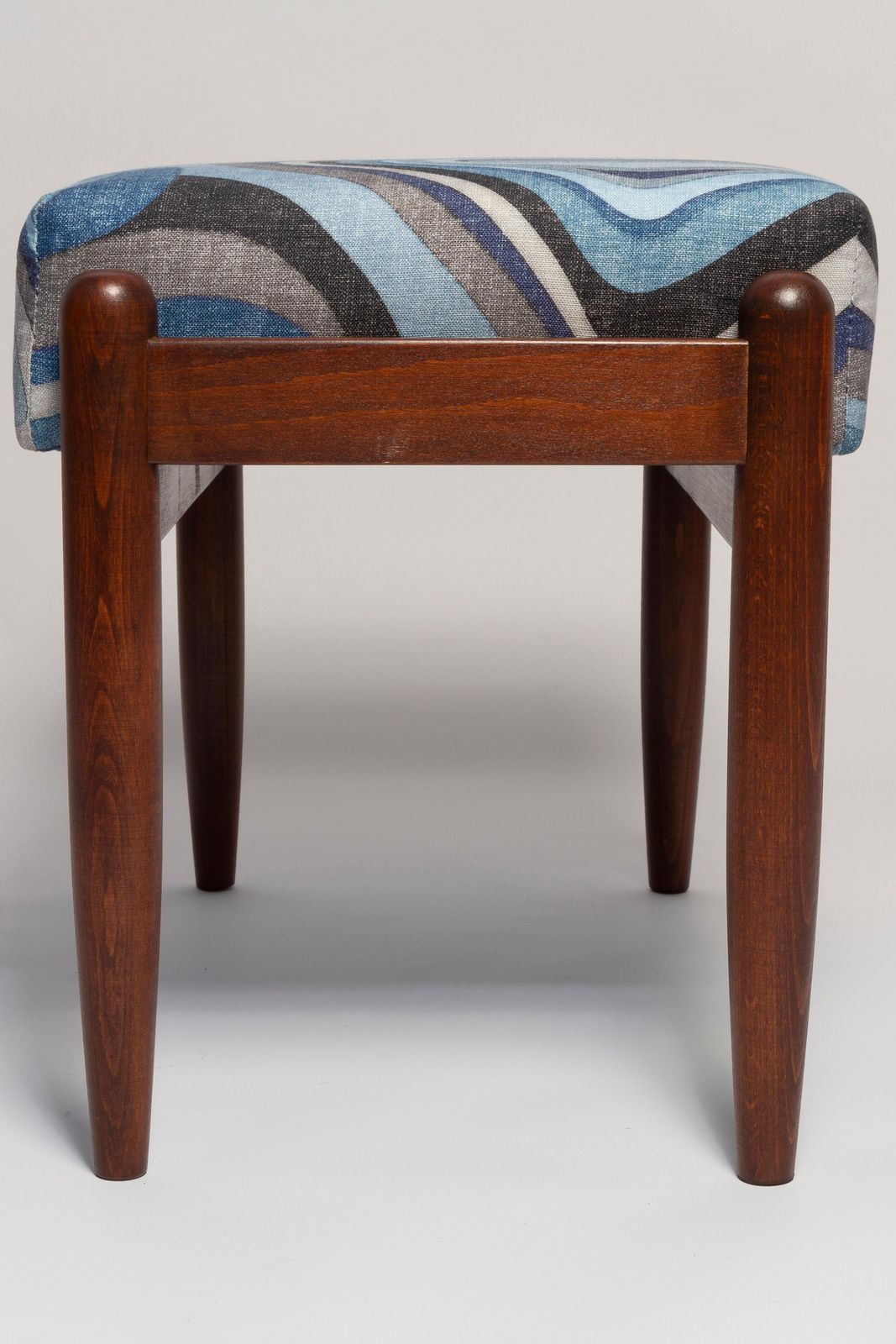 Blue Linen Mid Century Gfm Stool, Edmund Homa, Europe, 1960s photo 595.0