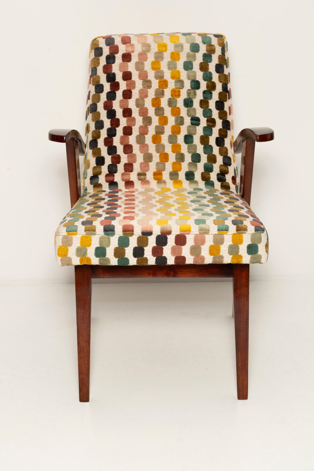 Mid Century Orphisme Multicolored Velvet Armchair By M. Puchala, Europe, 1960s photo Furniture