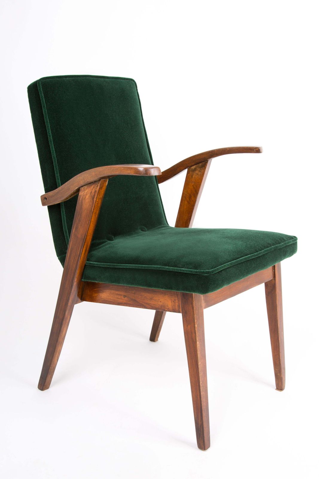 Mid Century Chair, Dark Green Velvet, By Mieczyslaw Puchala, Poland, 1960s photo furniture