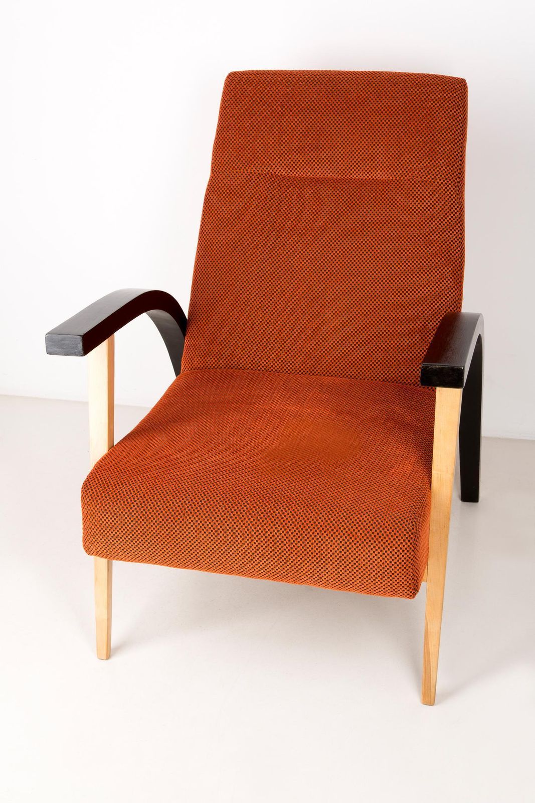 20th Century Unique Armchair, Orange Velvet, Lejkowski Lesniewski, 1970s, Poland photo vintage