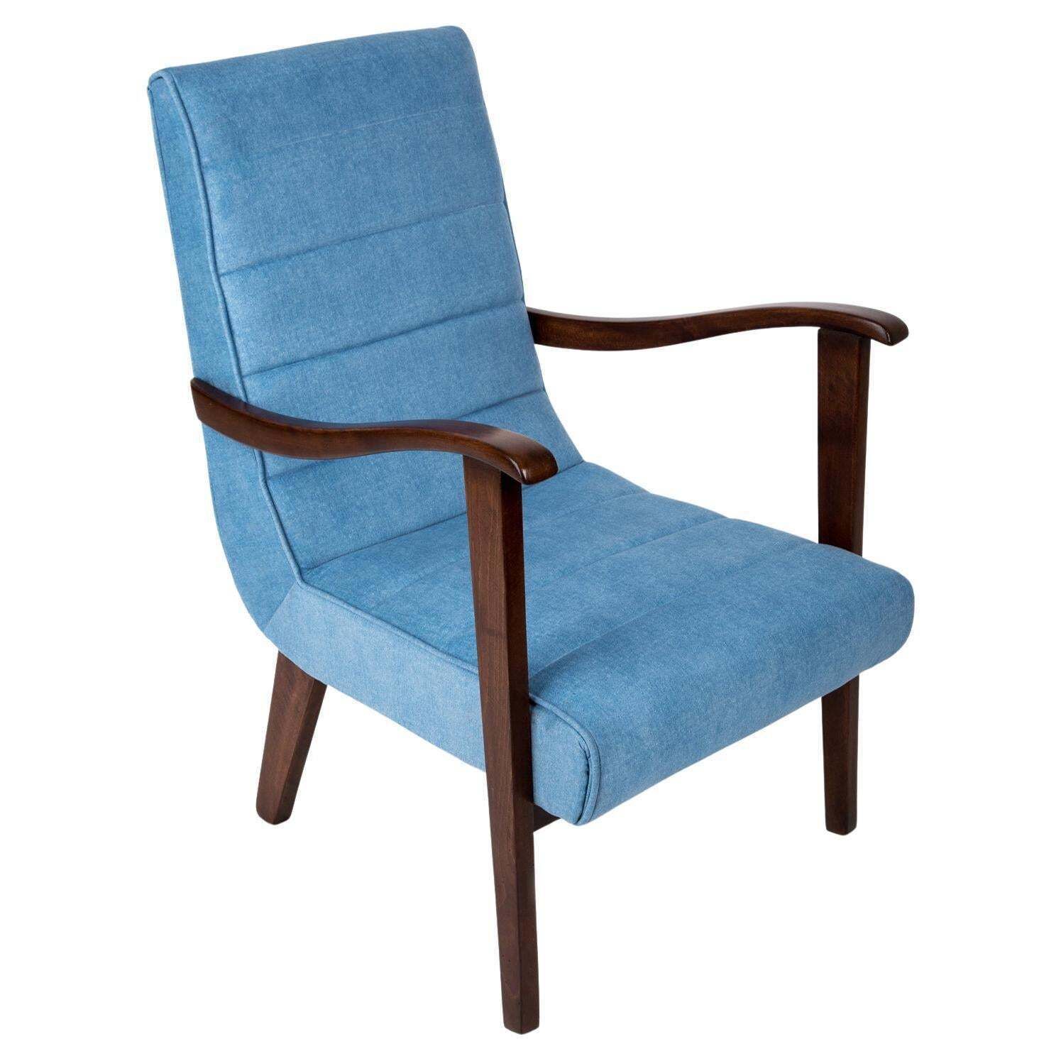 Mid Century Modern Blauwe Fauteuil Van De Prudnik Furniture Factory, Polen, Jaren 1960