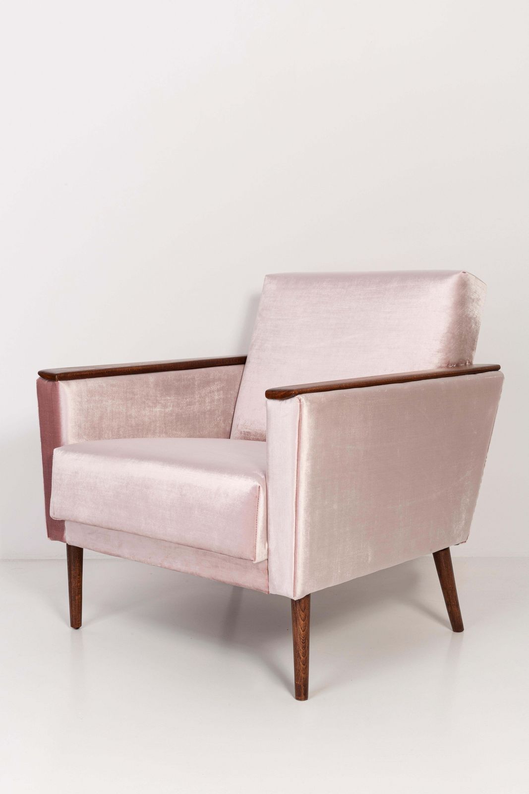 photo for sale Midcentury Light Pink Velvet Club Armchair, 1960s, Europe, Germany