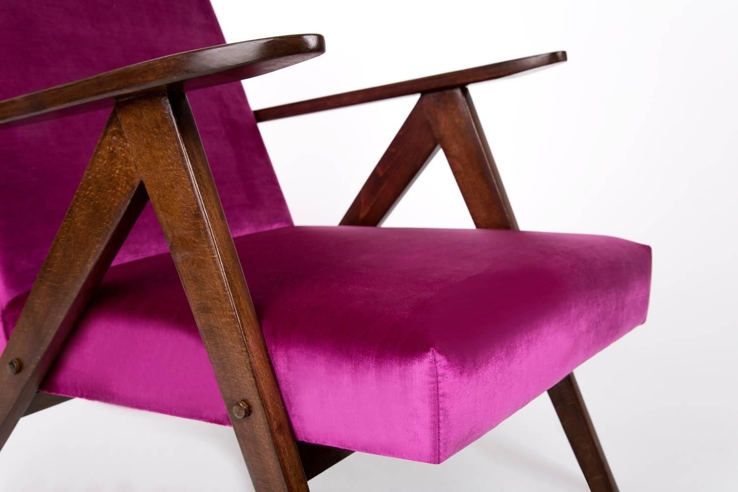 Mid Century Modern Magenta Pink Armchair, B 310 Var, 1960s, Poland photo Furniture