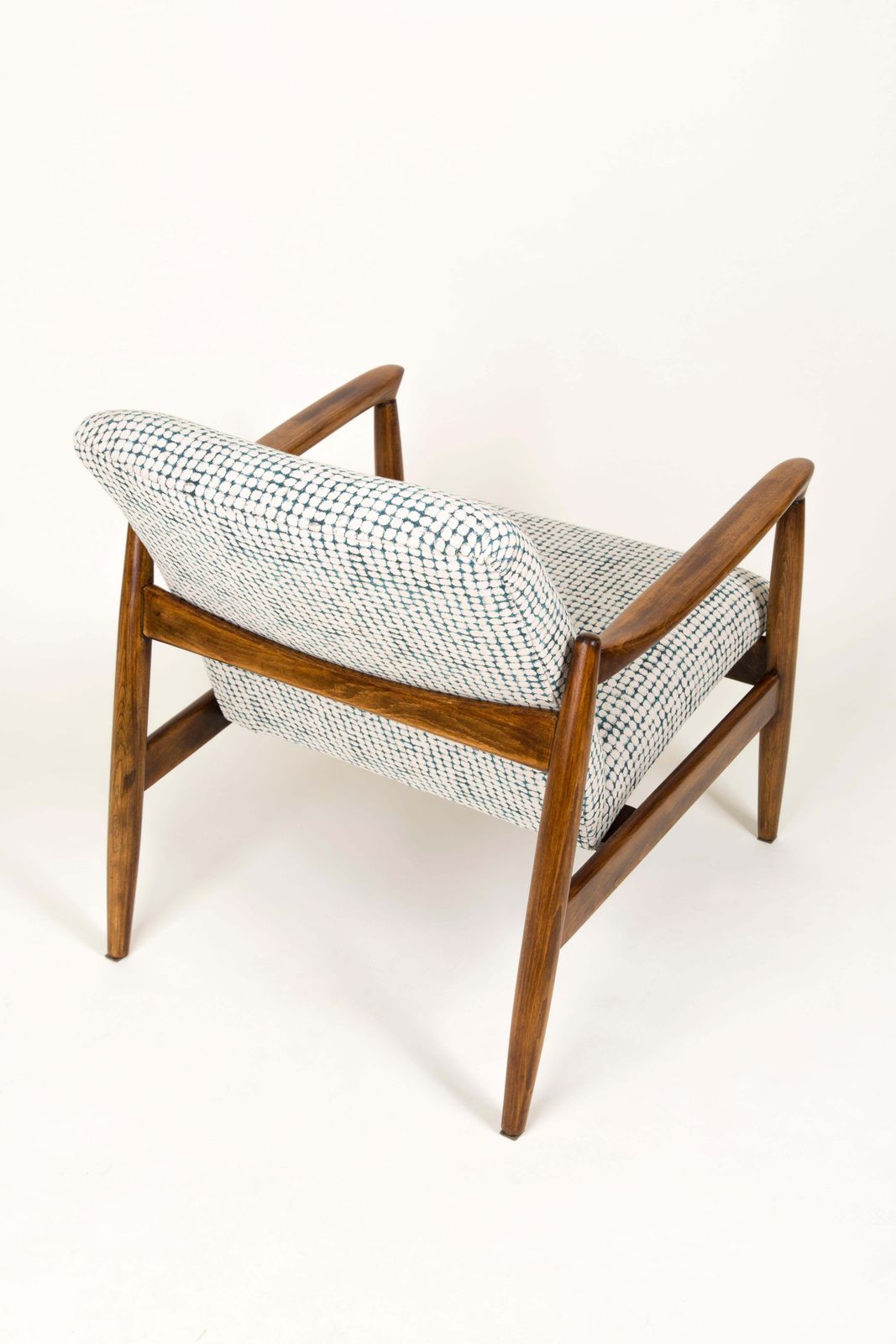 photo vintage Mid Century White And Aqua Vintage Armchair And Stool, Edmund Homa, Europe, 1960s