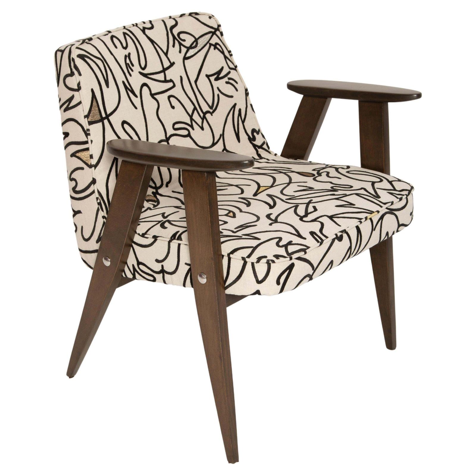 Mid Century 366 Fauteuil In Licht Linnen, Door Jozef Chierowski, Polen, Jaren 1960