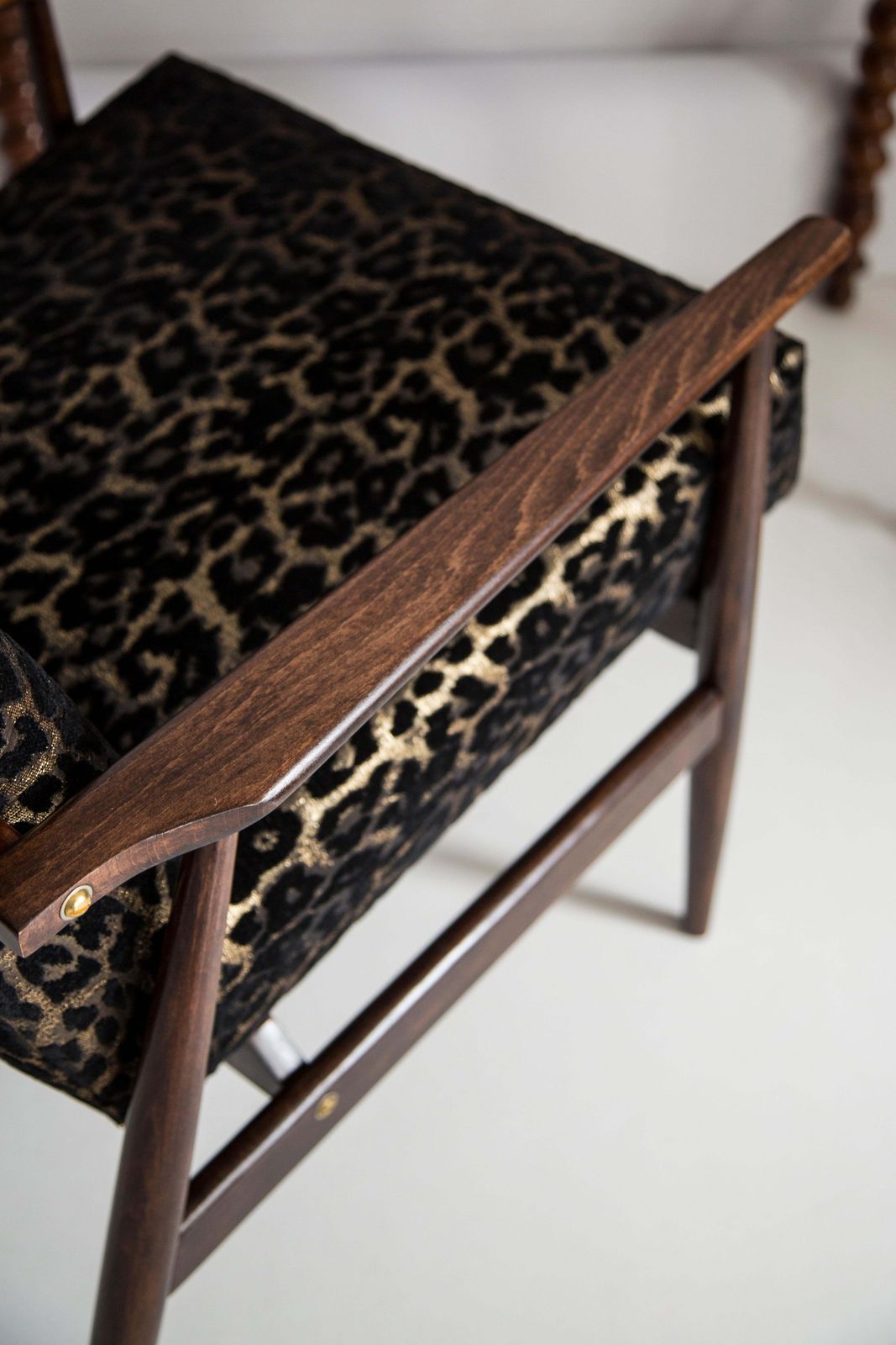 Mid Century Leopard Print Velvet Dante Armchair, H. Lis, Europe, 1960s photo Furniture