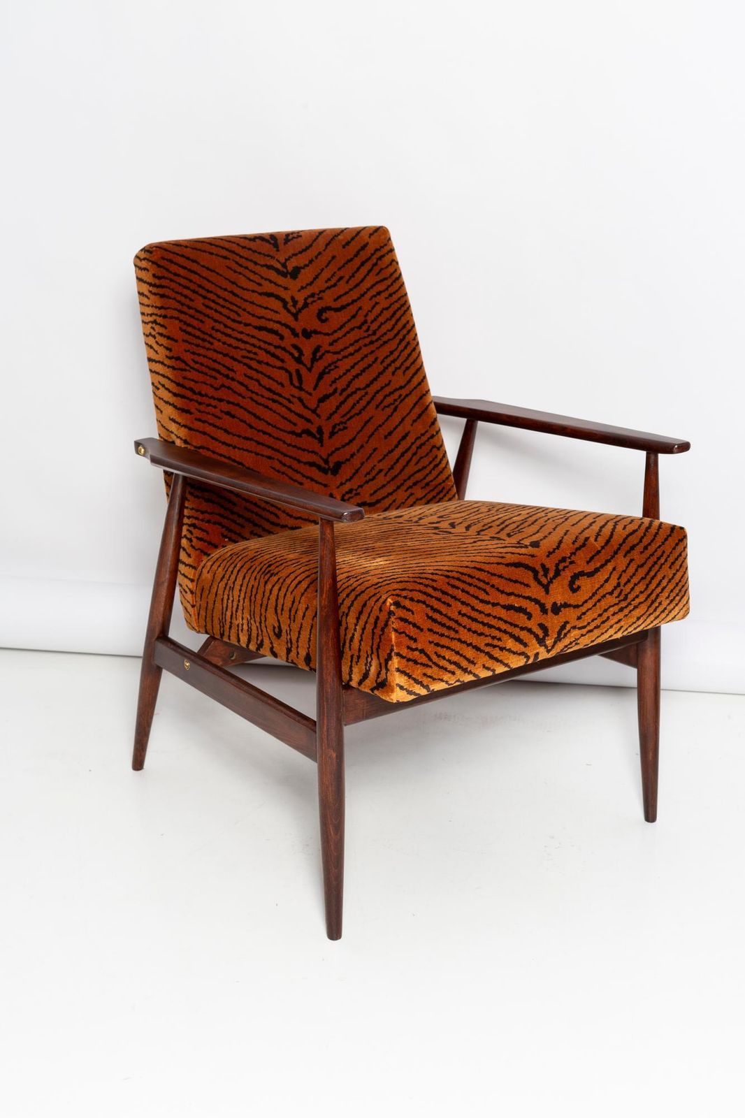 Mid Century Dedar Tiger Velvet Dante Armchair, H. Lis, Europe, 1960s photo furniture