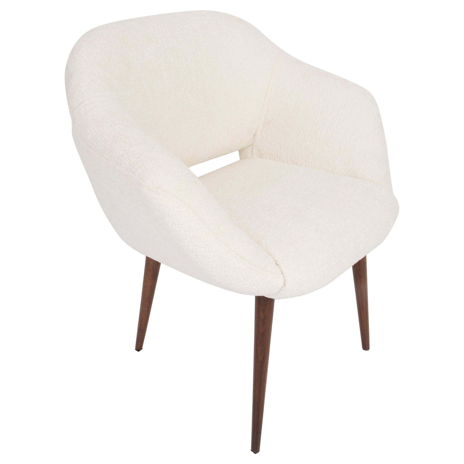 Mid Century Witte Bouclé Fauteuil, Ca. Jaren 1960