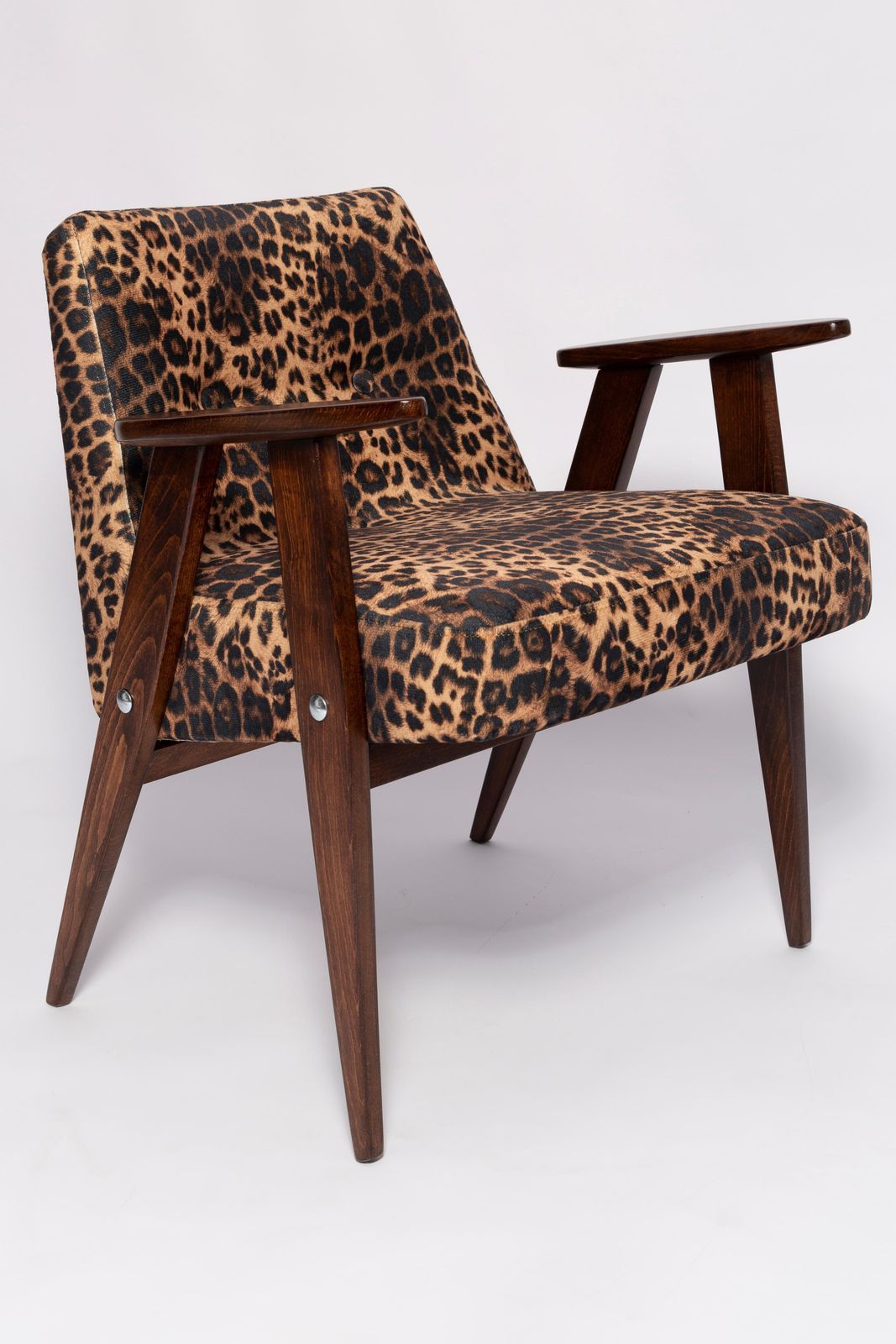 Mid Century 366 Armchair In Leopard Print Velvet, Jozef Chierowski, Europe 1960s photo furniture