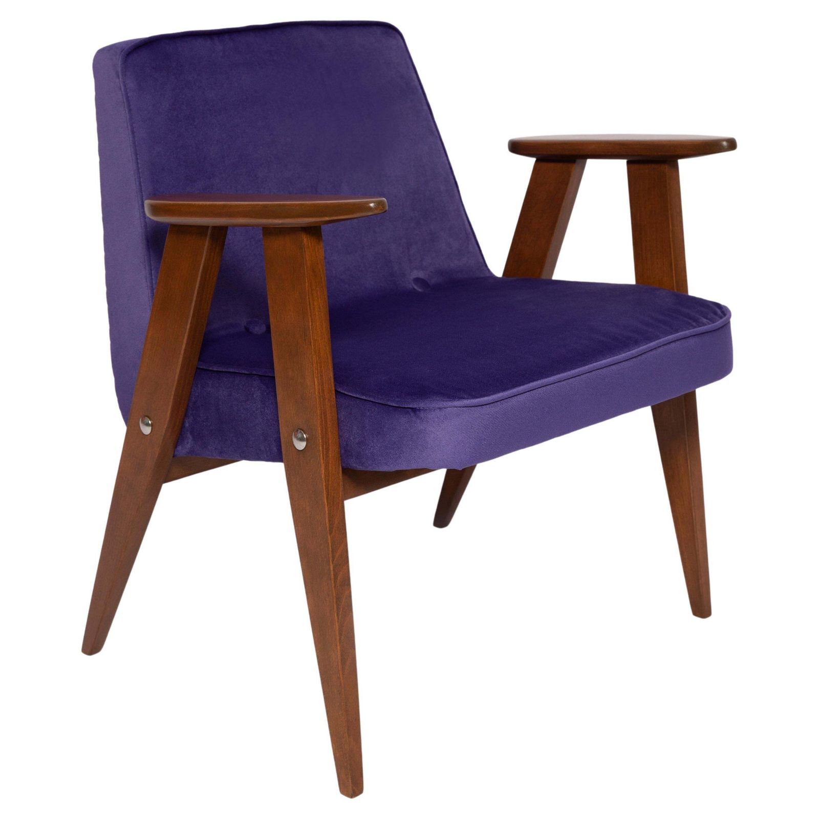 Mid Century 366 Armchair In Purple Velvet, By Jozef Chierowski, Europe 1960s