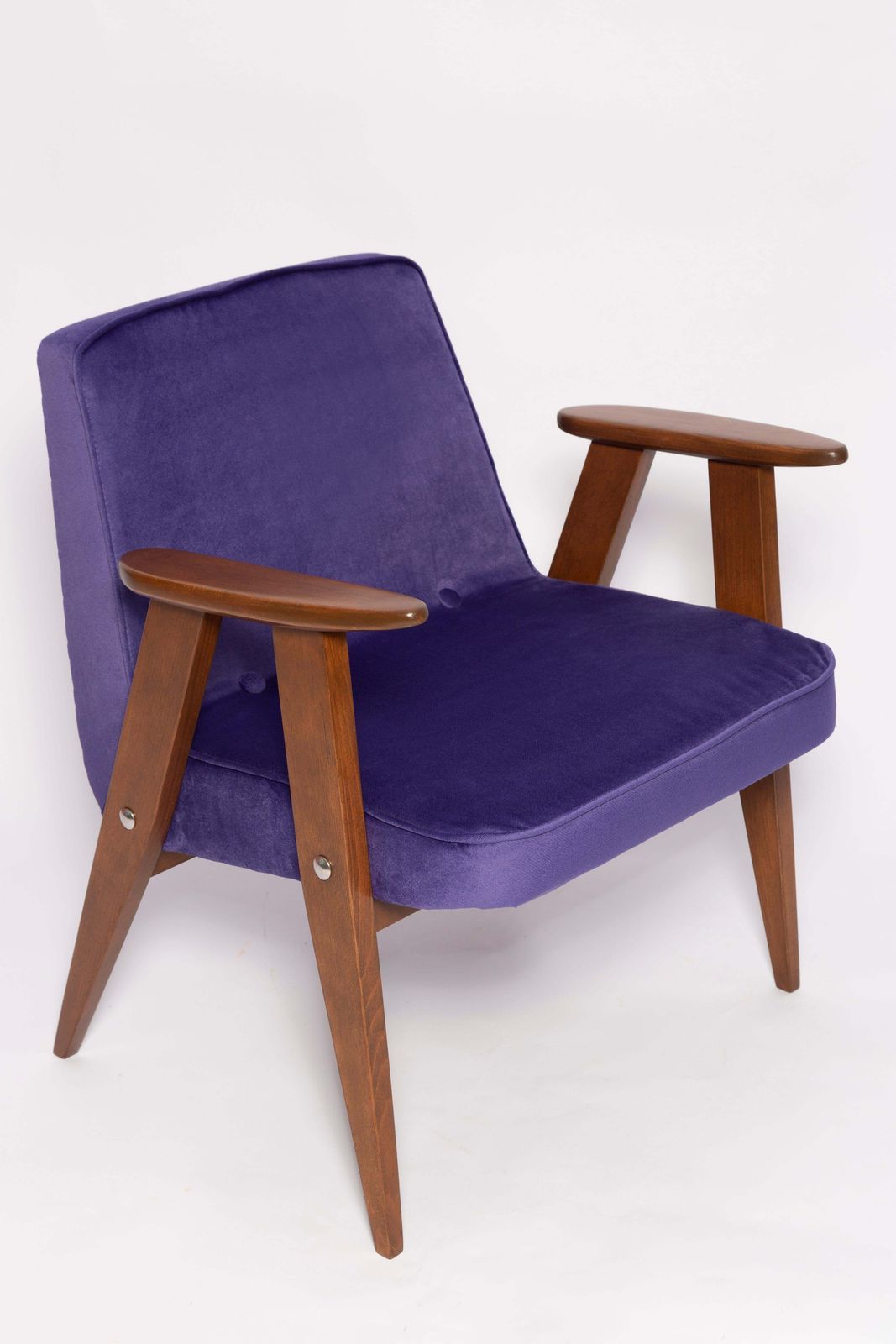 Mid Century 366 Armchair In Purple Velvet, By Jozef Chierowski, Europe 1960s photo for sale