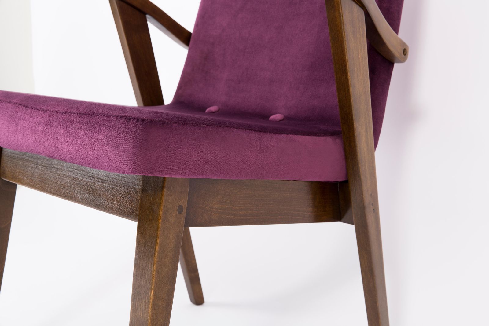 Furniture 20th Century Vintage Plum Violet Armchair And Stool By Mieczyslaw Puchala, 1960s photo